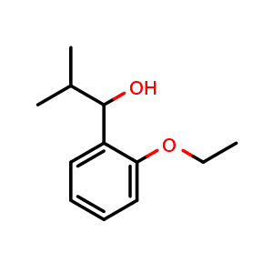 Chemical structure of 1-(2-ethoxyphenyl)-2-methylpropan-1-ol , CAS 164859-66-9, AChemBlock AD297399