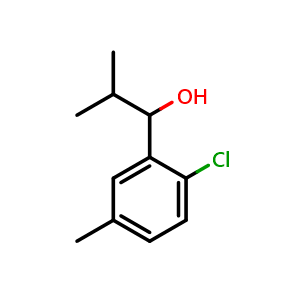 Chemical structure of 1-(2-chloro-5-methylphenyl)-2-methylpropan-1-ol , CAS 1936503-03-5, AChemBlock AD297403