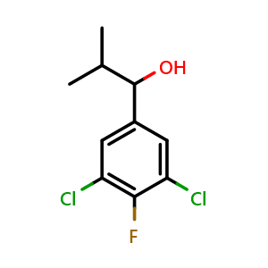 Chemical structure of 1-(3,5-dichloro-4-fluorophenyl)-2-methylpropan-1-ol , CAS 2918956-81-5, AChemBlock AD297405