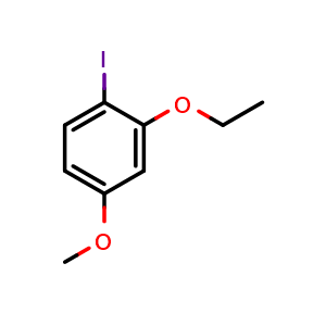 Chemical structure of 2-ethoxy-1-iodo-4-methoxybenzene , CAS 35287-85-5, AChemBlock AD297409