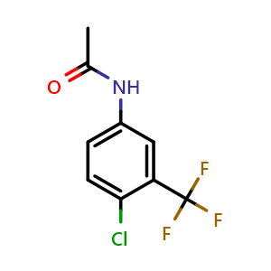 Chemical structure of N-(4-chloro-3-(trifluoromethyl)phenyl)acetamide , CAS 348-90-3, AChemBlock AD297411