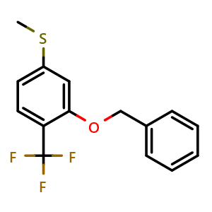 Chemical structure of (3-(benzyloxy)-4-(trifluoromethyl)phenyl)(methyl)sulfane , CAS 2921882-01-9, AChemBlock AD297417