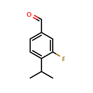 Chemical structure of 3-fluoro-4-isopropylbenzaldehyde , CAS 1289156-11-1, AChemBlock AD297420