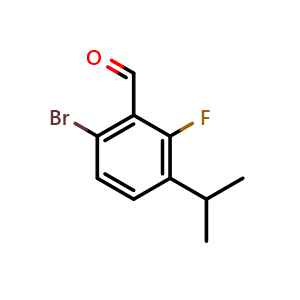 Chemical structure of 6-bromo-2-fluoro-3-isopropylbenzaldehyde , CAS 2921687-65-0, AChemBlock AD297422