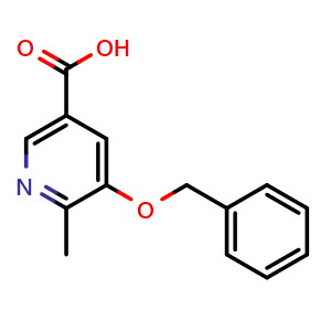 Chemical structure of 5-(benzyloxy)-6-methylnicotinic acid , CAS 7442-25-3, AChemBlock AD297427