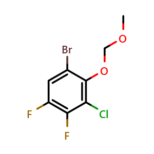 Chemical structure of 1-bromo-3-chloro-4,5-difluoro-2-(methoxymethoxy)benzene , CAS 2921889-33-8, AChemBlock AD297436
