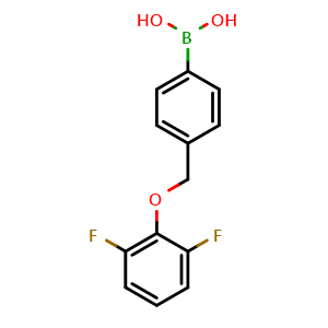 Chemical structure of (4-((2,6-difluorophenoxy)methyl)phenyl)boronic acid , CAS 2246589-64-8, AChemBlock AD297447