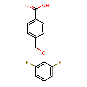 Chemical structure of 4-((2,6-difluorophenoxy)methyl)benzoic acid , CAS 1508233-19-9, AChemBlock AD297448