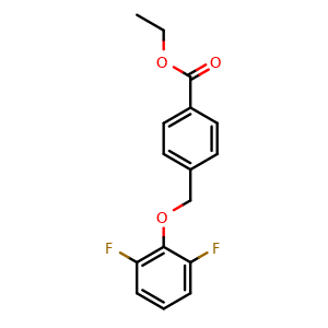 Chemical structure of ethyl 4-((2,6-difluorophenoxy)methyl)benzoate , CAS 2969312-74-9, AChemBlock AD297449