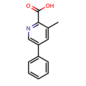 Chemical structure of 3-methyl-5-phenylpicolinic acid , CAS 1256821-40-5, AChemBlock AD297454