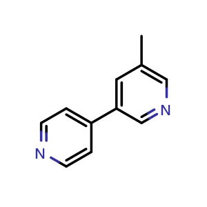 Chemical structure of 5-methyl-3,4'-bipyridine , CAS 362478-91-9, AChemBlock AD297459