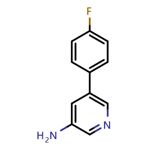Chemical structure of 5-(4-fluorophenyl)pyridin-3-amine , CAS 1214380-91-2, AChemBlock AD297461