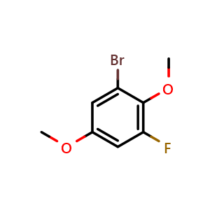 Chemical structure of 1-bromo-3-fluoro-2,5-dimethoxybenzene , CAS 1807198-28-2, AChemBlock AD297463