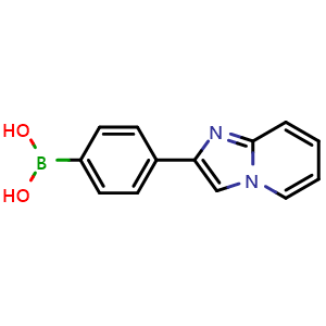 Chemical structure of (4-(Imidazo[1,2-a]pyridin-2-yl)phenyl)boronic acid , CAS 607740-02-3, AChemBlock AD297465