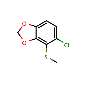 Chemical structure of 5-chloro-4-(methylthio)benzo[d][1,3]dioxole , CAS 2921875-14-9, AChemBlock AD297469