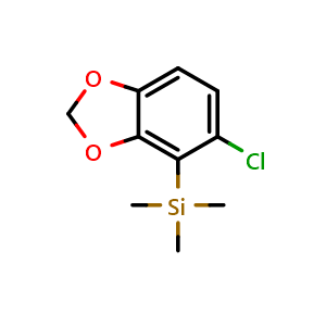 Chemical structure of (5-chlorobenzo[d][1,3]dioxol-4-yl)trimethylsilane , CAS 2969385-32-6, AChemBlock AD297471