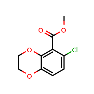 Chemical structure of methyl 6-chloro-2,3-dihydrobenzo[b][1,4]dioxine-5-carboxylate , CAS 2112635-31-9, AChemBlock AD297475