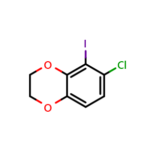 Chemical structure of 6-chloro-5-iodo-2,3-dihydrobenzo[b][1,4]dioxine , CAS 2969485-72-9, AChemBlock AD297476