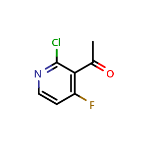 Chemical structure of 1-(2-chloro-4-fluoropyridin-3-yl)ethanone , CAS 1935107-31-5, AChemBlock AD297479