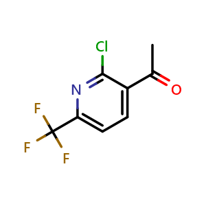 Chemical structure of 1-(2-chloro-6-(trifluoromethyl)pyridin-3-yl)ethanone , CAS 944900-15-6, AChemBlock AD297486