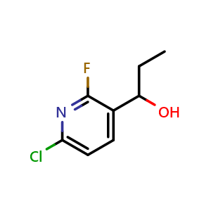 Chemical structure of 1-(6-chloro-2-fluoropyridin-3-yl)propan-1-ol , CAS 2921846-42-4, AChemBlock AD297488