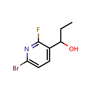 Chemical structure of 1-(6-bromo-2-fluoropyridin-3-yl)propan-1-ol , CAS 2921863-56-9, AChemBlock AD297489