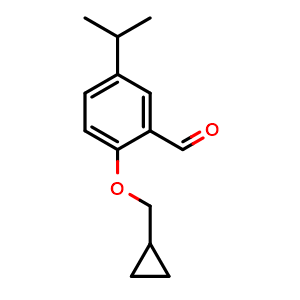 Chemical structure of 2-(cyclopropylmethoxy)-5-isopropylbenzaldehyde , CAS 883525-90-4, AChemBlock AD297492