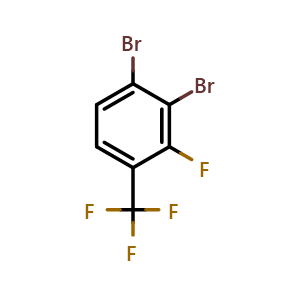 Chemical structure of 1,2-dibromo-3-fluoro-4-(trifluoromethyl)benzene , CAS 1806294-91-6, AChemBlock AD297503