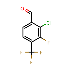 Chemical structure of 2-chloro-3-fluoro-4-(trifluoromethyl)benzaldehyde , CAS 2385871-45-2, AChemBlock AD297504