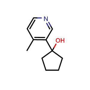 Chemical structure of 1-(4-methylpyridin-3-yl)cyclopentanol , CAS 1543197-05-2, AChemBlock AD297507