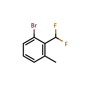 Chemical structure of 1-bromo-2-(difluoromethyl)-3-methylbenzene , CAS 1261642-37-8, AChemBlock AD297510