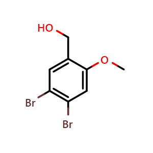Chemical structure of (4,5-dibromo-2-methoxyphenyl)methanol , CAS 2385625-13-6, AChemBlock AD297515