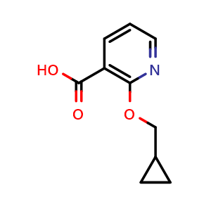 Chemical structure of 2-(cyclopropylmethoxy)nicotinic acid , CAS 1019567-99-7, AChemBlock AD297517