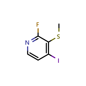 Chemical structure of 2-fluoro-4-iodo-3-(methylthio)pyridine , CAS 1803810-98-1, AChemBlock AD297521