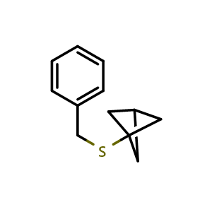 Chemical structure of benzyl(bicyclo[1.1.1]pentan-1-yl)sulfane , CAS 2170402-45-4, AChemBlock AD297522
