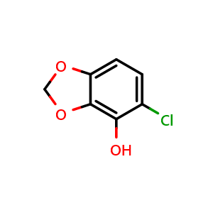 Chemical structure of 5-chlorobenzo[d][1,3]dioxol-4-ol , CAS 1785064-53-0, AChemBlock AD297523