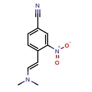 Chemical structure of (E)-4-(2-(Dimethylamino)vinyl)-3-nitrobenzonitrile , CAS 61293-30-9, AChemBlock AD297528