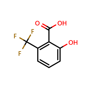 Chemical structure of 2-Hydroxy-6-(trifluoromethyl)benzoic acid , CAS 144433-66-9, AChemBlock AD297529