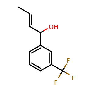 Chemical structure of (E)-1-(3-(trifluoromethyl)phenyl)but-2-en-1-ol , CAS 2163930-78-5, AChemBlock AD297534