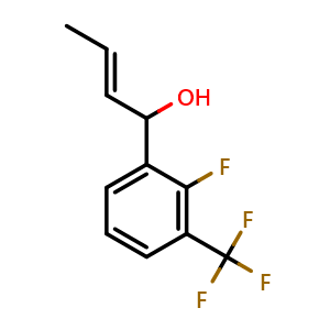 Chemical structure of (E)-1-(2-fluoro-3-(trifluoromethyl)phenyl)but-2-en-1-ol , CAS 2148932-75-4, AChemBlock AD297541