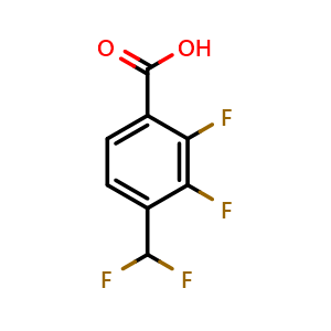 Chemical structure of 4-(difluoromethyl)-2,3-difluorobenzoic acid , CAS 1429664-65-2, AChemBlock AD297543