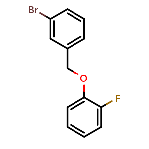 Chemical structure of 1-((3-bromobenzyl)oxy)-2-fluorobenzene , CAS 1249718-61-3, AChemBlock AD297548