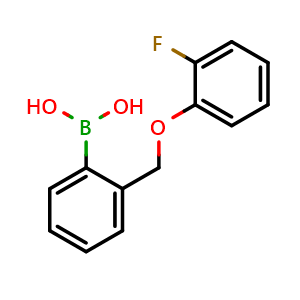 Chemical structure of (2-((2-fluorophenoxy)methyl)phenyl)boronic acid , CAS 1333122-34-1, AChemBlock AD297549