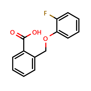 Chemical structure of 2-((2-fluorophenoxy)methyl)benzoic acid , CAS 1156944-71-6, AChemBlock AD297551
