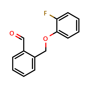 Chemical structure of 2-((2-fluorophenoxy)methyl)benzaldehyde , CAS 1443339-49-8, AChemBlock AD297552