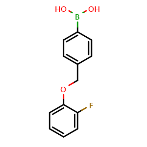 Chemical structure of (4-((2-fluorophenoxy)methyl)phenyl)boronic acid , CAS 1334226-61-7, AChemBlock AD297553