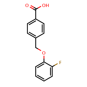 Chemical structure of 4-((2-fluorophenoxy)methyl)benzoic acid , CAS 943114-74-7, AChemBlock AD297554