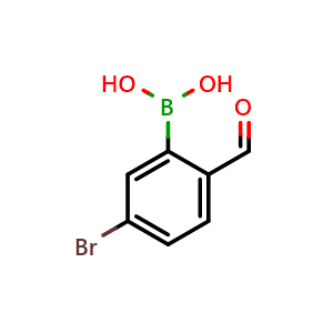 Chemical structure of 5-Bromo-2-formylphenylboronic acid , CAS 928048-17-3, AChemBlock AD297555