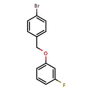 Chemical structure of 1-((4-Bromobenzyl)oxy)-3-fluorobenzene , CAS 1249539-73-8, AChemBlock AD297557
