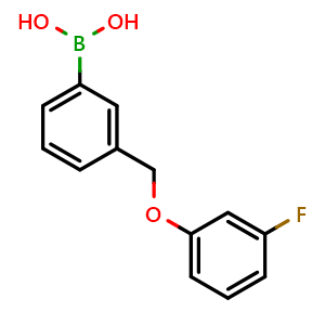 Chemical structure of (3-((3-fluorophenoxy)methyl)phenyl)boronic acid , CAS 1333083-68-3, AChemBlock AD297558